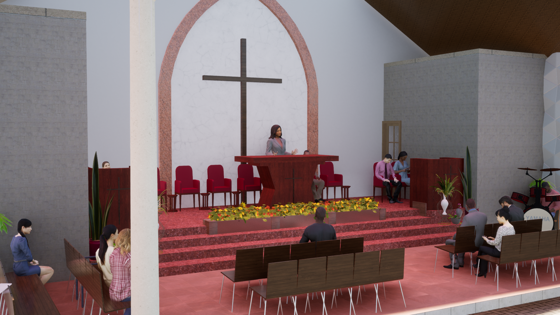Church Interior Render